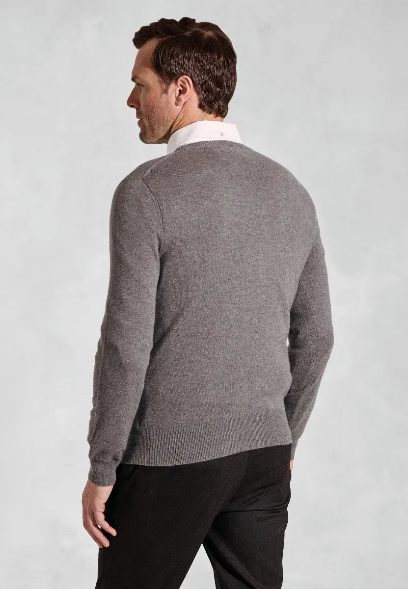 Taupe Cashmere Crew Neck Jumper - Image 2