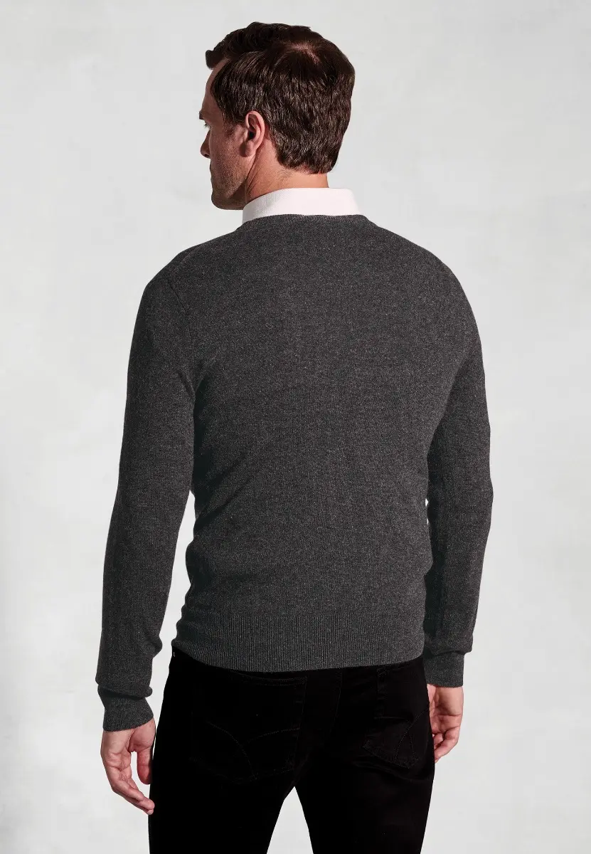 Charcoal Cashmere Crew Neck Jumper - Image 2