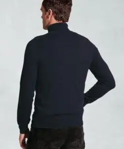 Alternative view of Navy Cashmere Roll Neck Jumper