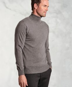 Taupe Cashmere Roll Neck Jumper