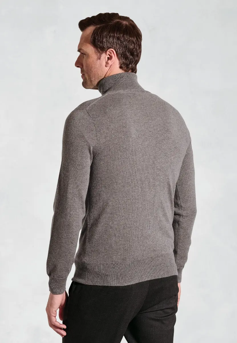 Taupe Cashmere Roll Neck Jumper - Image 2