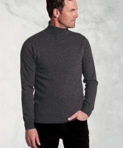 Charcoal Cashmere Roll Neck Jumper