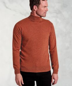 Burnt Orange Cashmere Roll Neck Jumper