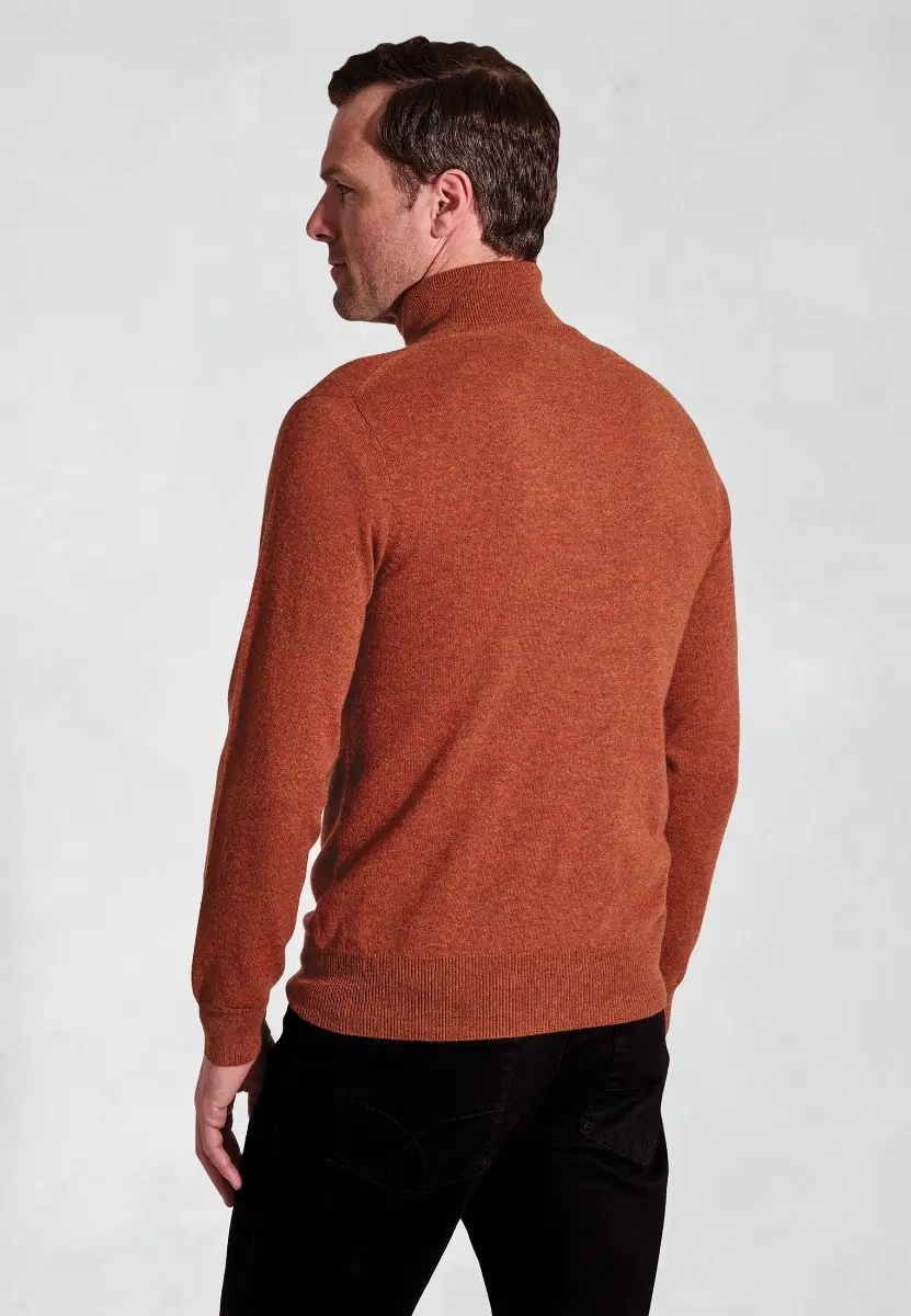 Burnt Orange Cashmere Roll Neck Jumper - Image 2