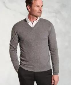 Taupe Cashmere V-Neck Jumper