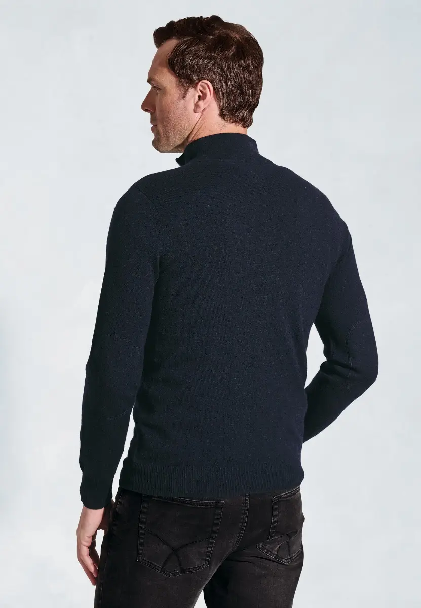 Navy Cashmere Zip Neck Jumper - Image 2