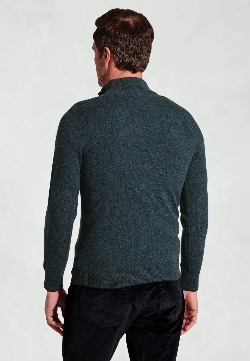 Petrol Cashmere Zip Neck Jumper - Image 2