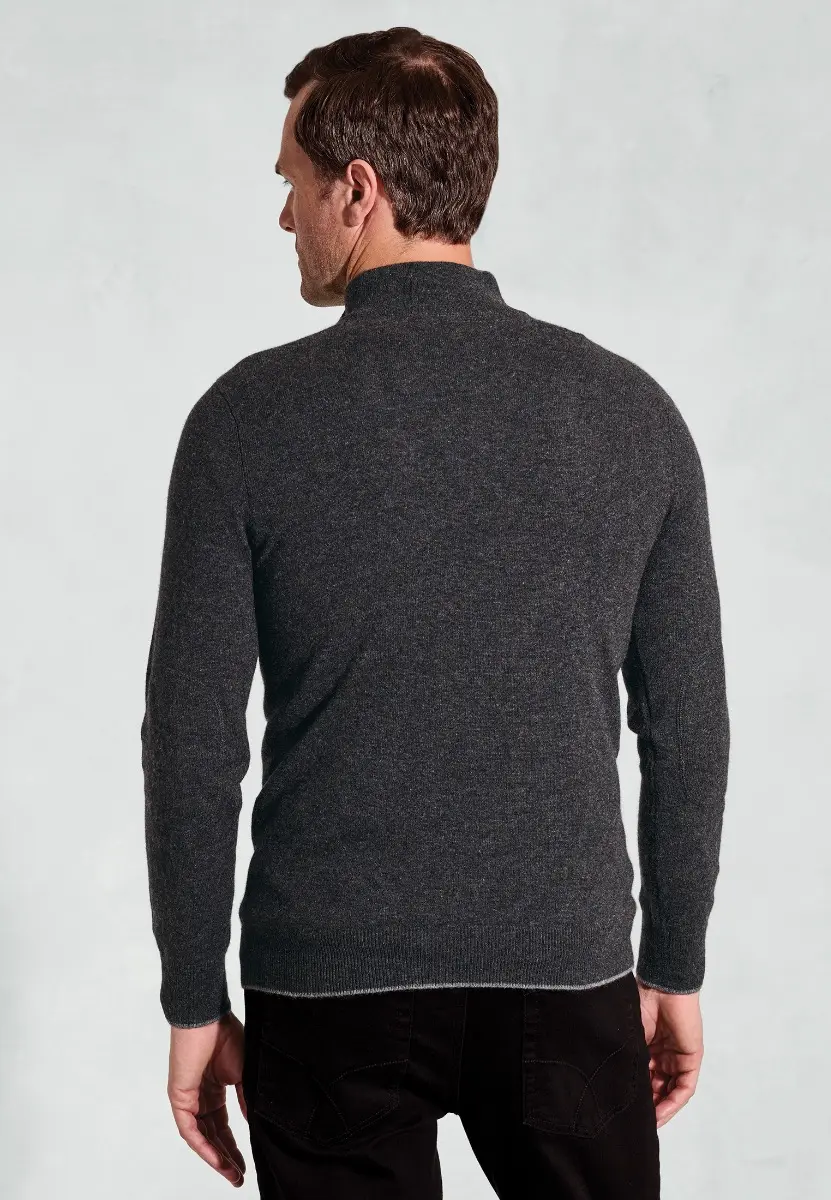 Charcoal Cashmere Zip Neck Jumper - Image 2