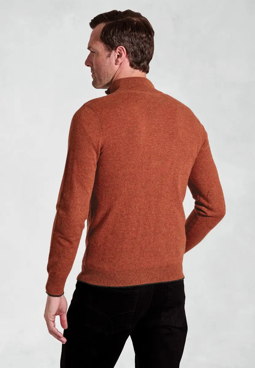 Burnt Orange Cashmere Zip Neck Jumper - Image 2