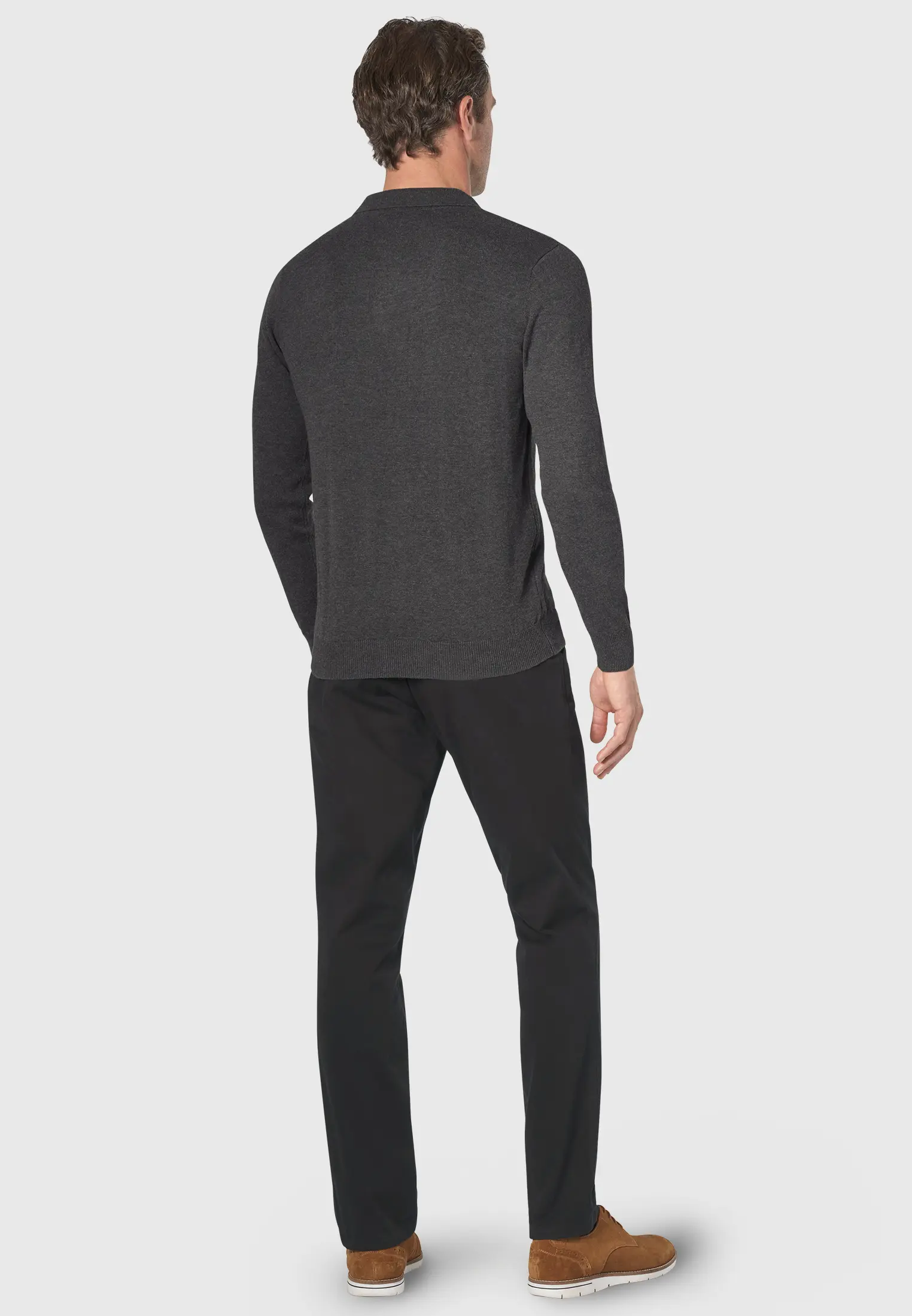 Casper Charcoal Long Sleeve Polo Shirt - Image 2