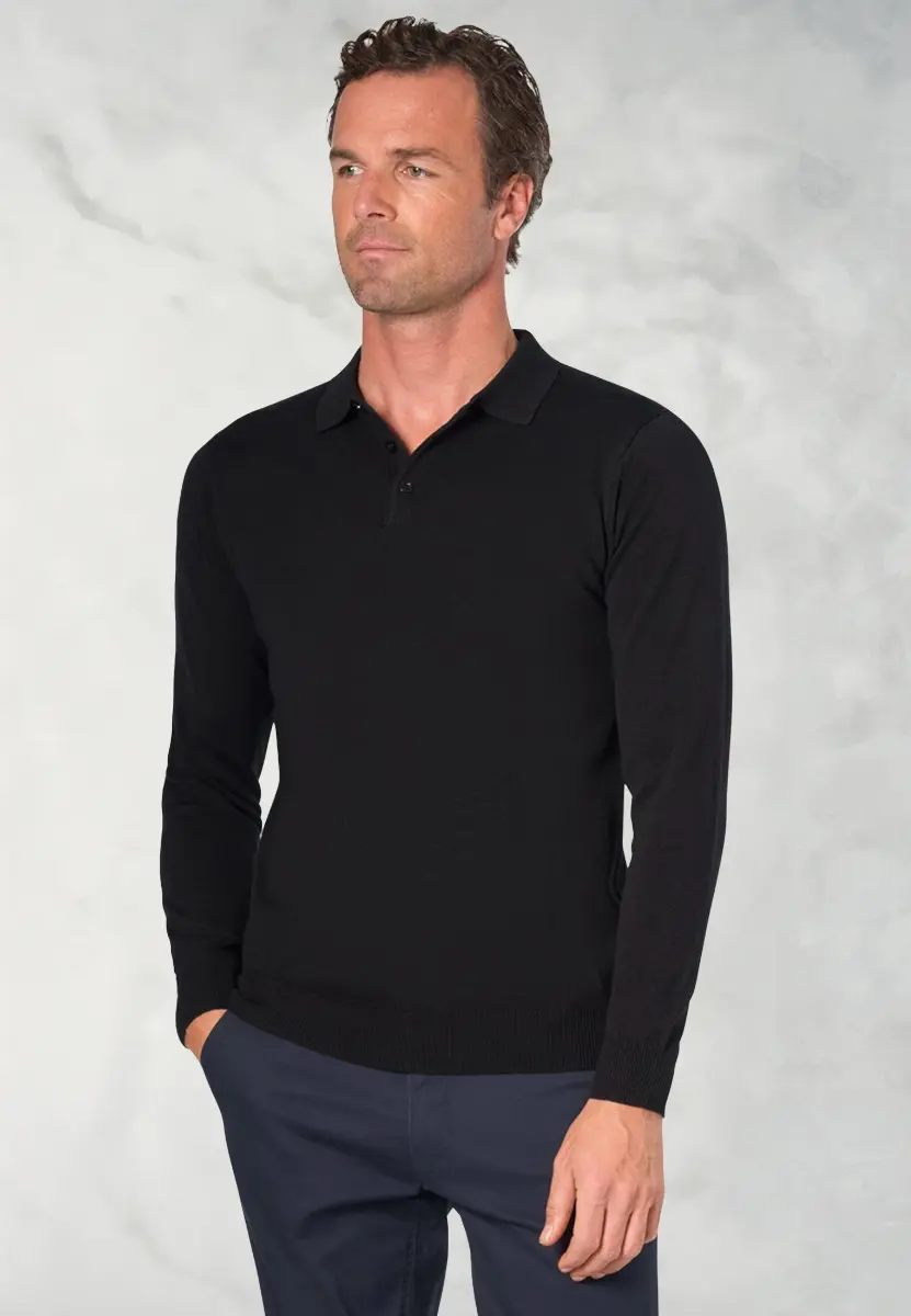 Casper Black Long Sleeve Polo Shirt