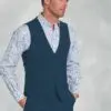 Tailored Fit Cassino Navy Check Washable Waistcoat