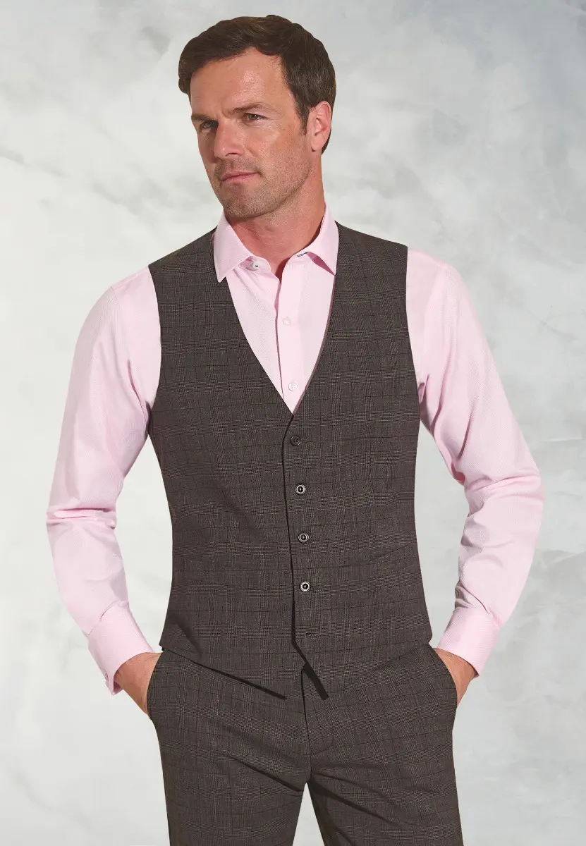 Tailored Fit Cassino Grey Check Washable Waistcoat