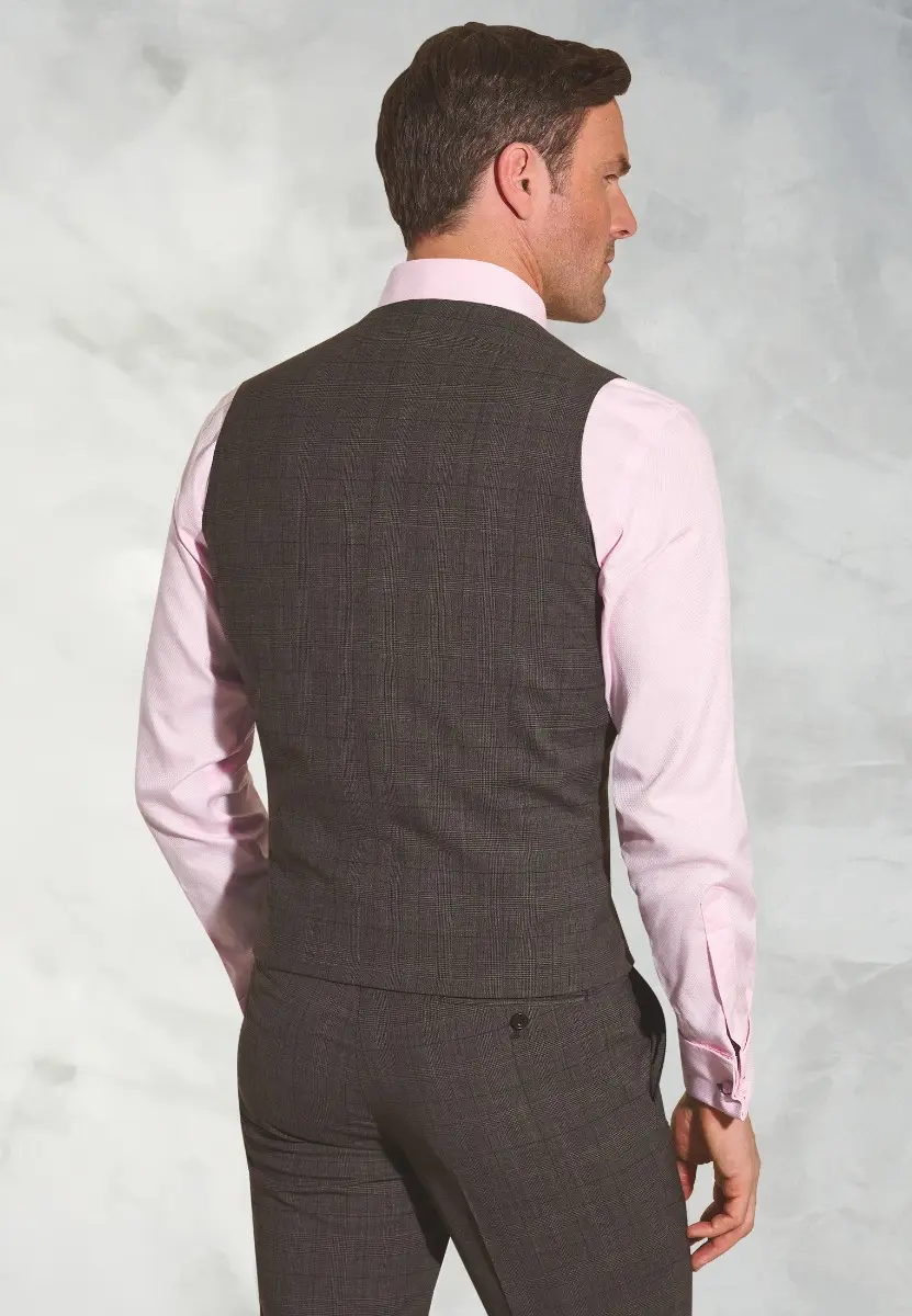 Tailored Fit Cassino Grey Check Washable Waistcoat - Image 2