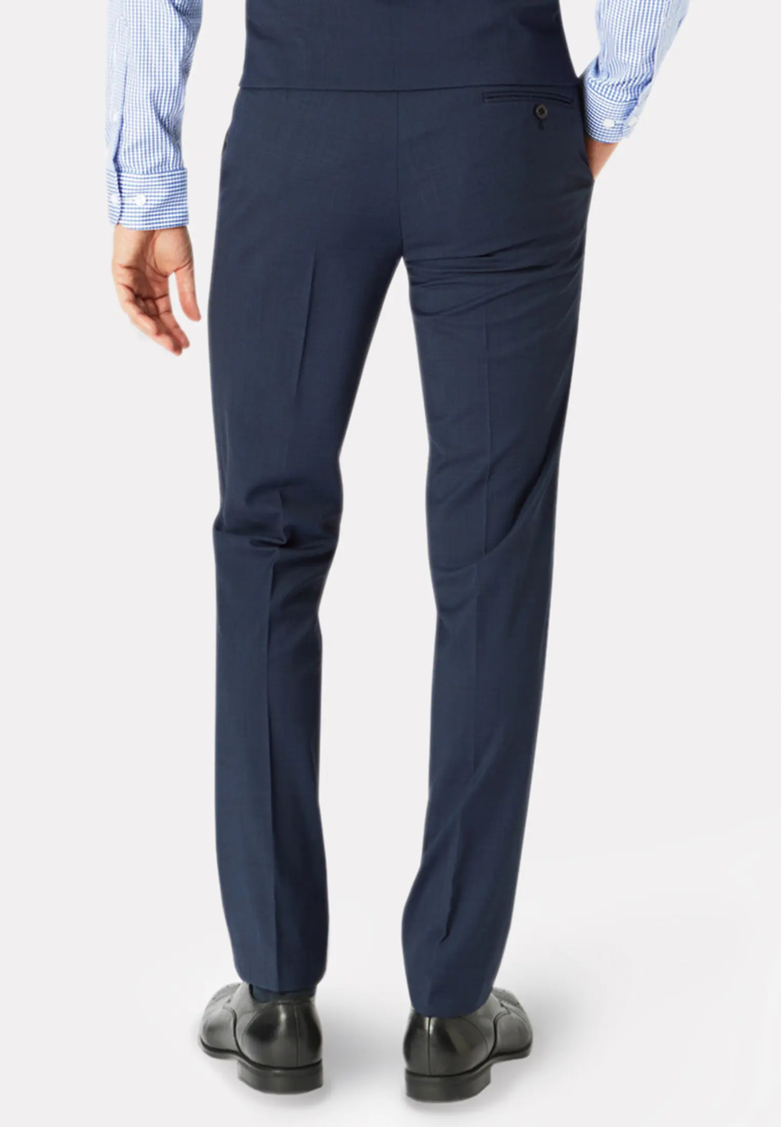Tailored Fit Cassino Navy Check Washable Suit Trouser - Image 2