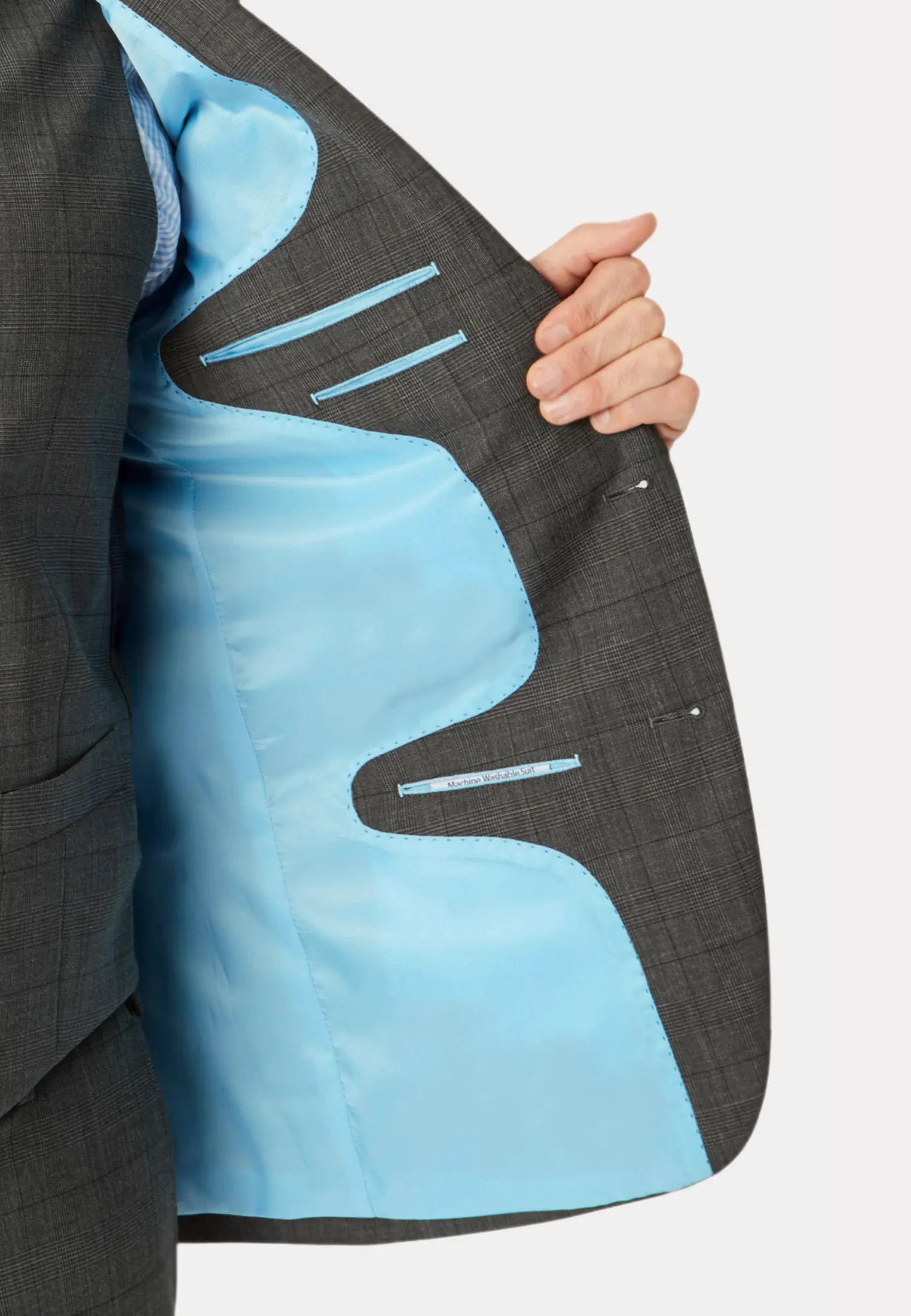 Tailored Fit Cassino Grey Check Washable Suit Jacket - Image 2
