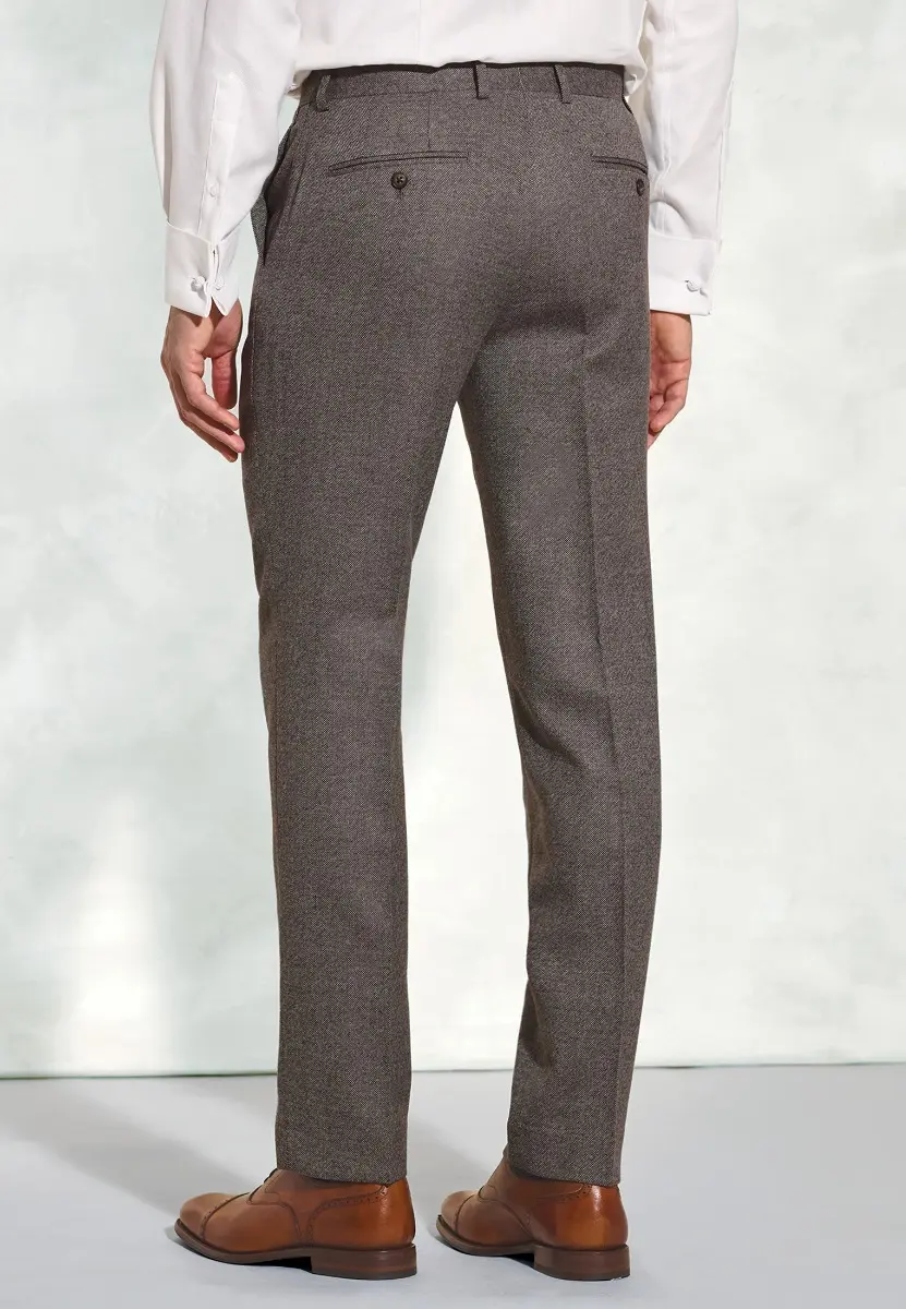 Tailored Fit Clifford Grey Donegal Wool Suit Trouser - Image 2