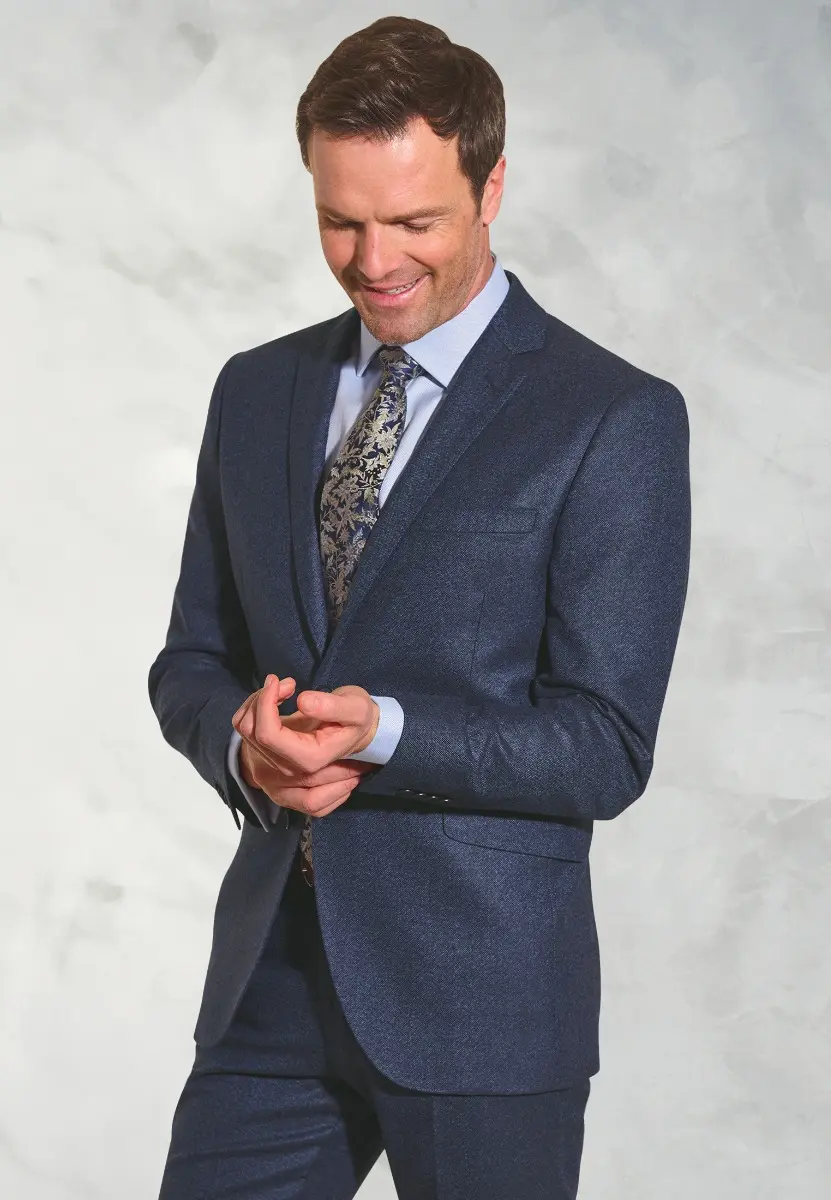 Tailored Fit Clifford Navy Donegal Wool Suit Jacket
