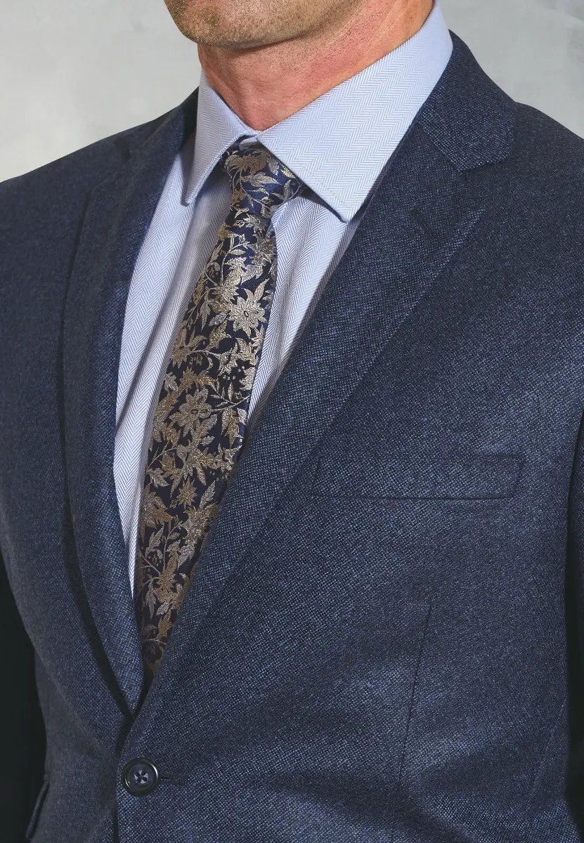 Tailored Fit Clifford Navy Donegal Wool Suit Jacket - Image 2