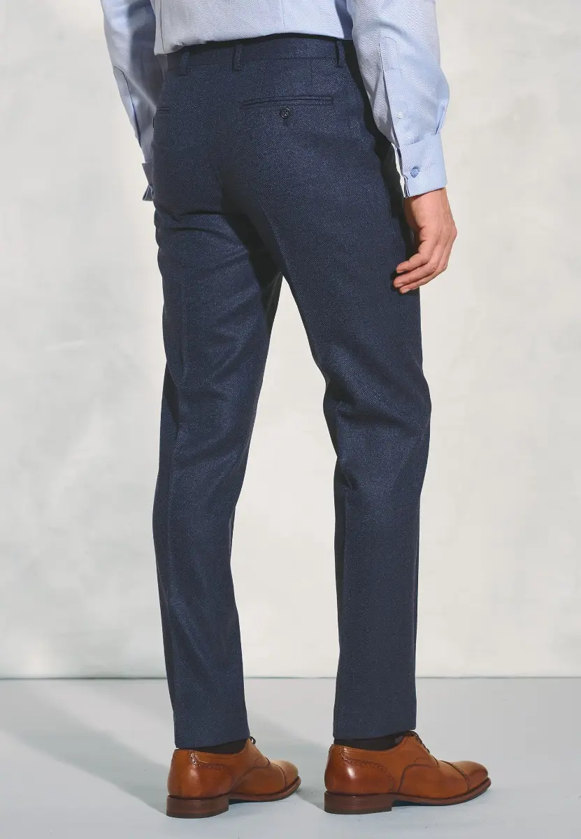Tailored Fit Clifford Navy Donegal Wool Suit Trouser - Image 2