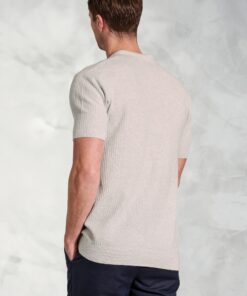 Alternative view of Clift Grey Notch Neck Leno Knit Cotton Polo Shirt
