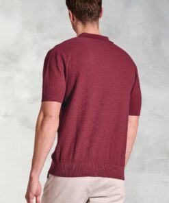 Alternative view of Clift Claret Notch Neck Leno Knit Cotton Polo Shirt