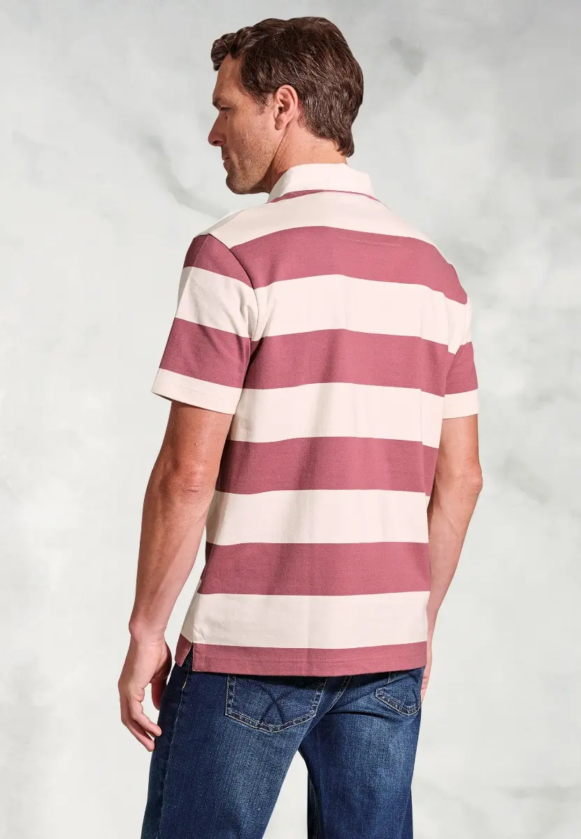 Clooney Pink Hooped Short Sleeve Rugby Shirt - Image 2
