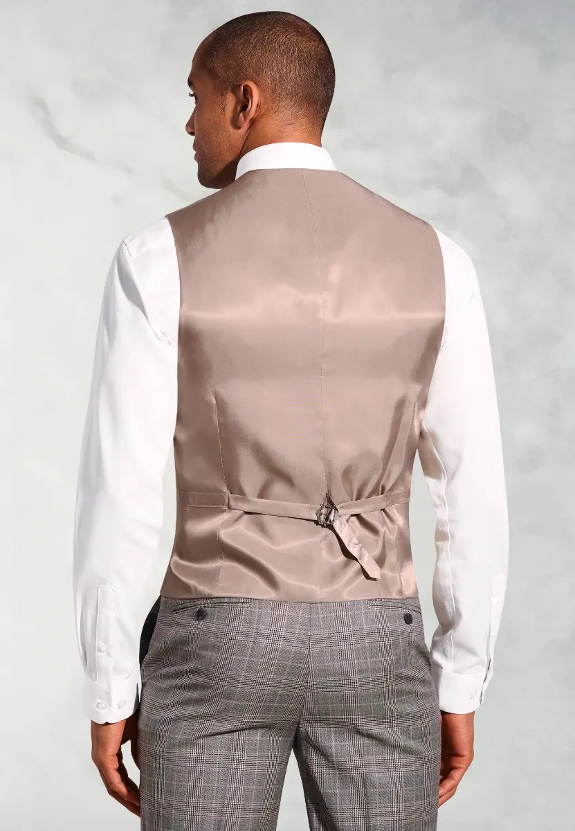 Tailored Fit Coltrane Chestnut Brown POW Check Pure New Wool Suit Waistcoat - Image 2
