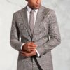 Tailored Fit Coltrane Chestnut Brown POW Check British Pure New Wool Suit Jacket