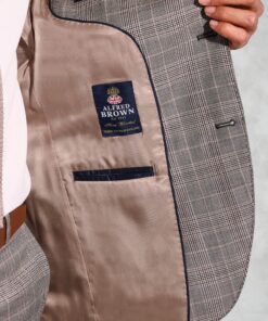 Alternative view of Tailored Fit Coltrane Chestnut Brown POW Check British Pure New Wool Suit Jacket