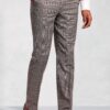 Tailored Fit Coltrane Chestnut Brown POW Check British Pure New Wool Suit Trousers