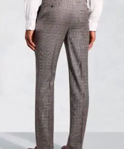 Alternative view of Tailored Fit Coltrane Chestnut Brown POW Check British Pure New Wool Suit Trousers