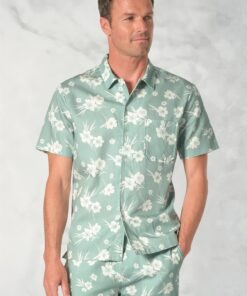 Connors Seagrass Cotton Linen Floral Shirt