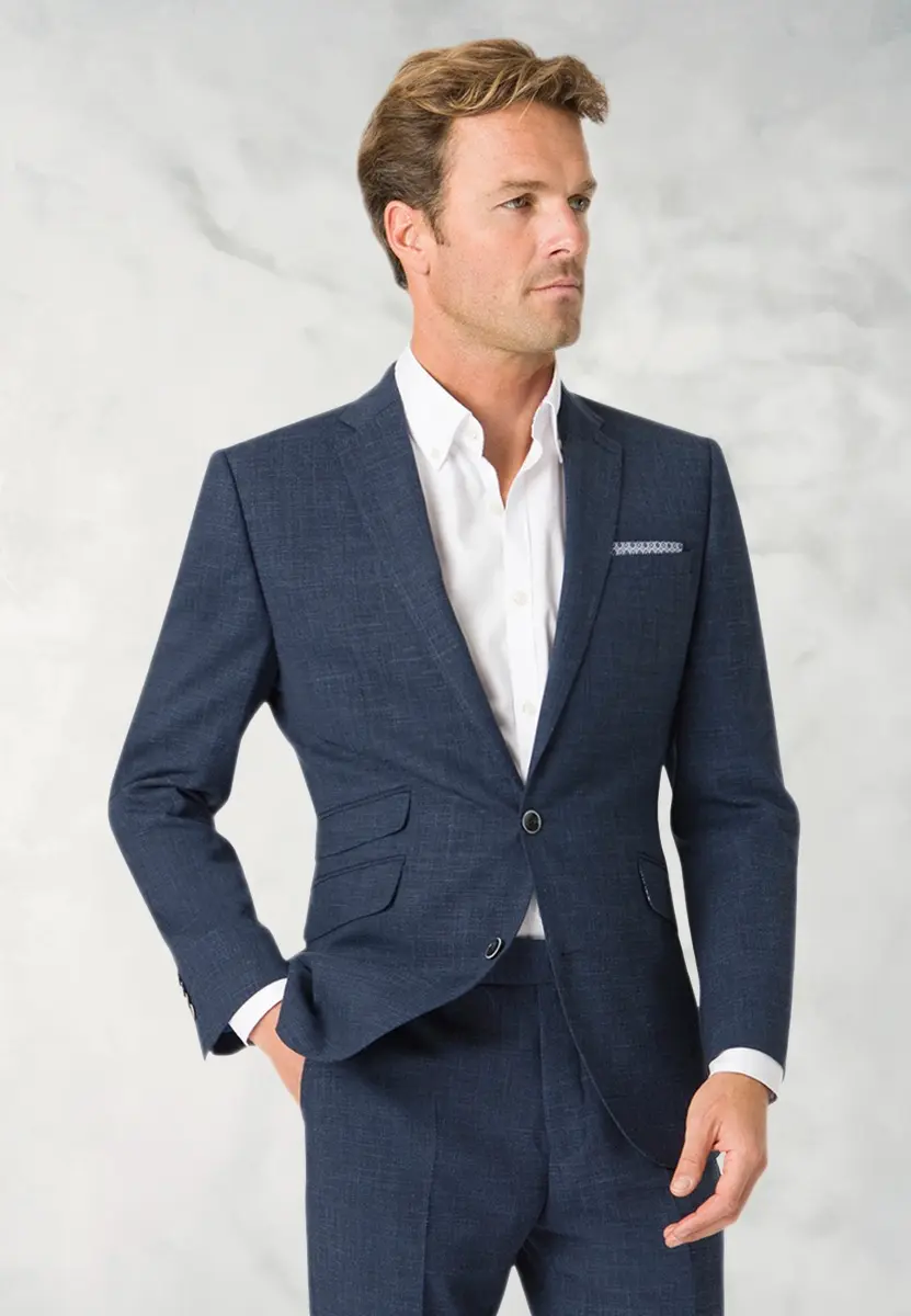 Tailored Fit Constable Navy Linen Blend Suit Jacket