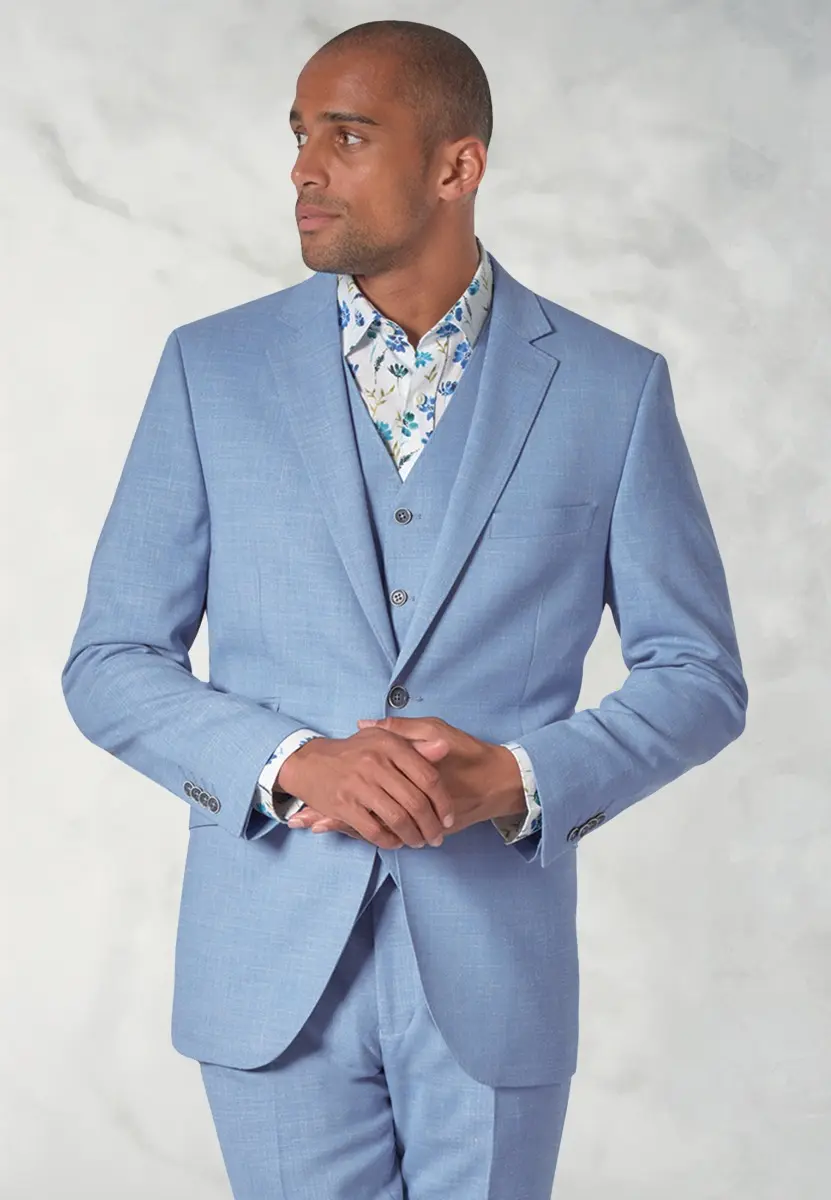 Tailored Fit Constable Blue Linen Blend Suit Jacket