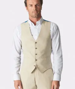 Tailored Fit Constable Natural Linen Blend Waistcoat