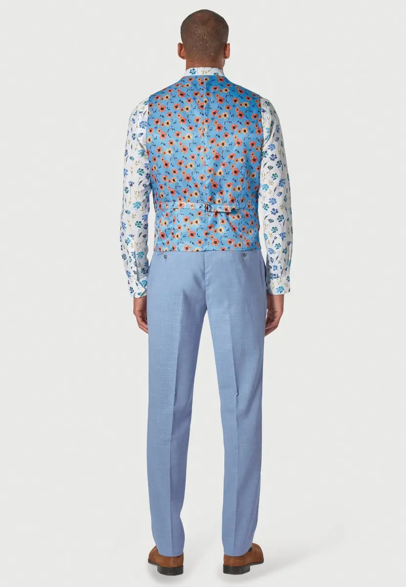 Tailored Fit Constable Sky Blue Suit Waistcoat - Image 2