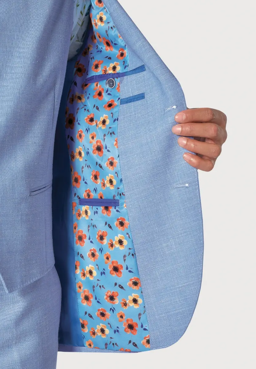 Tailored Fit Constable Blue Linen Blend Suit Jacket - Image 2