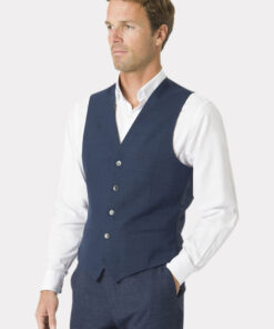 Tailored Fit Constable Navy Linen Blend Waistcoat