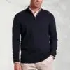 Copenhagen Navy Cotton Merino Zip Neck Jumper