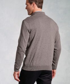 Alternative view of Copenhagen Taupe Cotton Merino Zip Neck Jumper