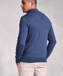 Alternative view of Copenhagen Denim Blue Cotton Merino Zip Neck Jumper