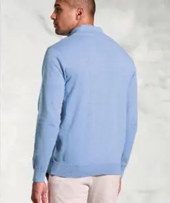 Alternative view of Copenhagen Sky Blue Cotton Merino Zip Neck Jumper