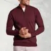 Copenhagen Burgundy Cotton Merino Zip Neck Jumper