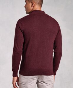 Alternative view of Copenhagen Burgundy Cotton Merino Zip Neck Jumper
