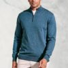 Copenhagen Teal Cotton Merino Zip Neck Jumper