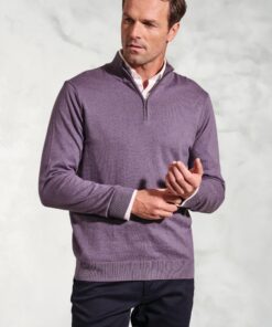 Copenhagen Lavender Cotton Merino Zip Neck Jumper