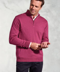 Copenhagen Raspberry Cotton Merino Zip Neck Jumper