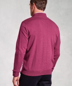 Alternative view of Copenhagen Raspberry Cotton Merino Zip Neck Jumper