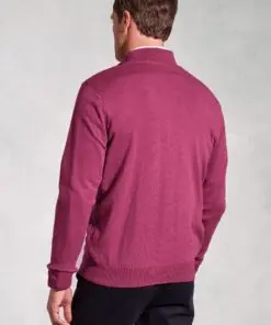 Alternative view of Copenhagen Raspberry Cotton Merino Zip Neck Jumper